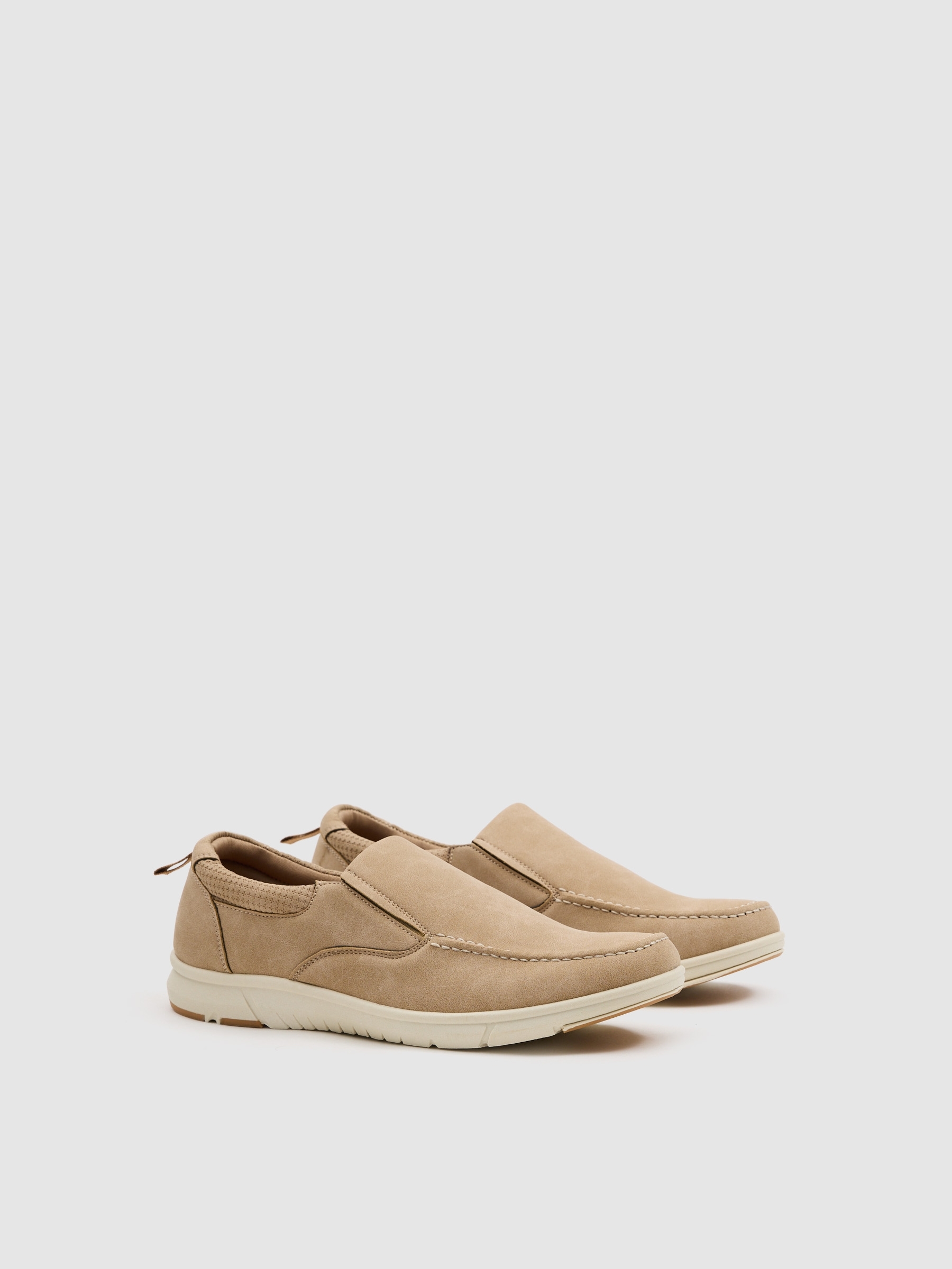Mocassins de couro sintético fosco camel