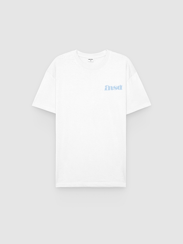  Camiseta estampada com texto branco vista frontal