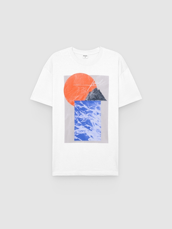  Camiseta abstrata de manga curta branco vista frontal