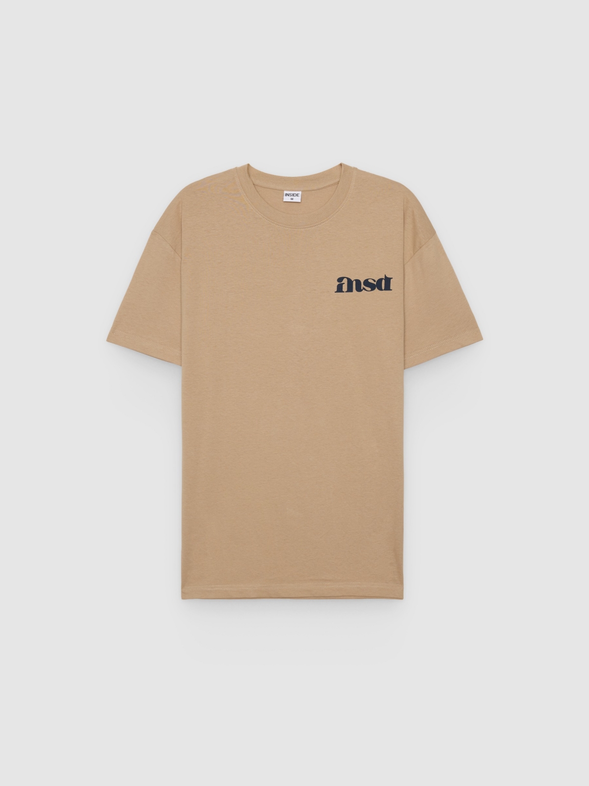 %Pto% Camiseta estampado texto beige vista frontal