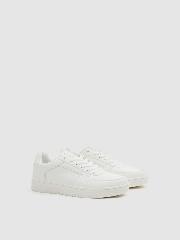 Basic casual combined sneaker white 45º front view