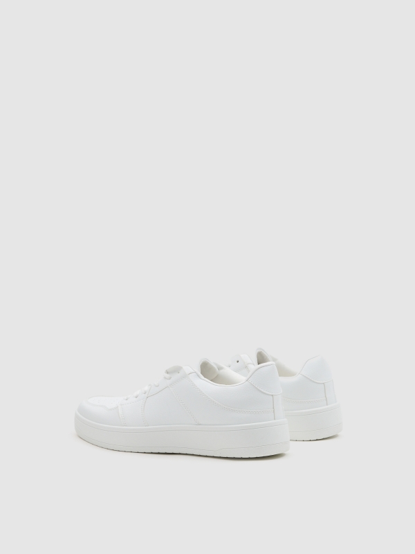 White skater sneaker white 45º back view