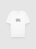 %Pto% Camiseta estampado life is live blanco vista frontal