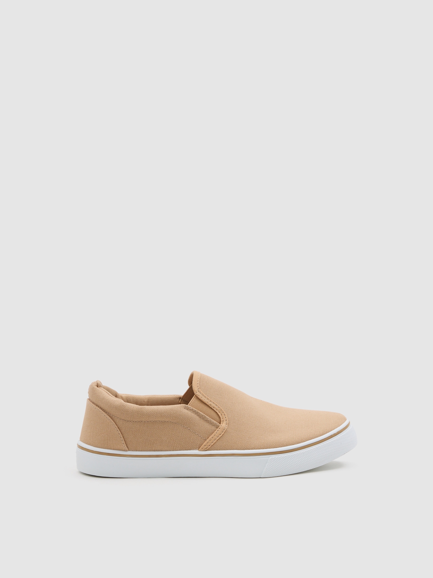 Zapatilla lona elástico beige
