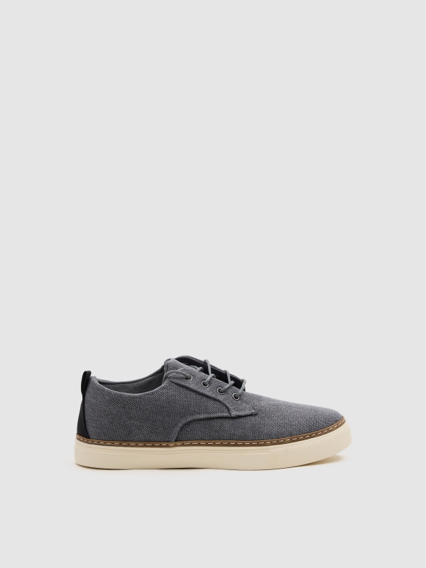 Zapatilla lona suela goma gris