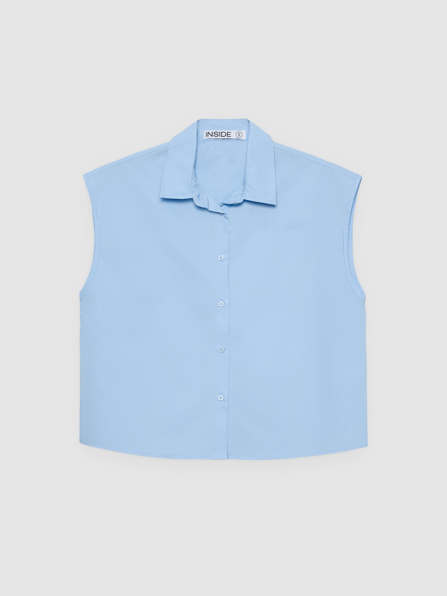 %Pto% Sleeveless poplin shirt light blue front view