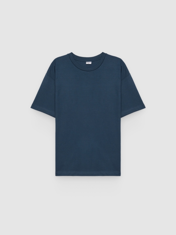  Plain single jersey T-shirt petrol blue front view