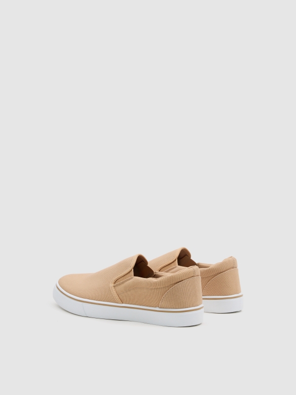 Zapatilla lona elástico beige vista trasera 45º