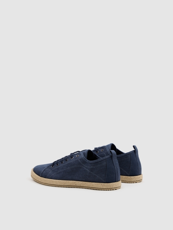 Alpargatas Lona cordones azul vista trasera 45º