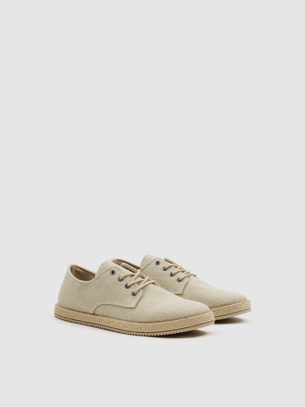 Alpargatas with laces beige 45º front view