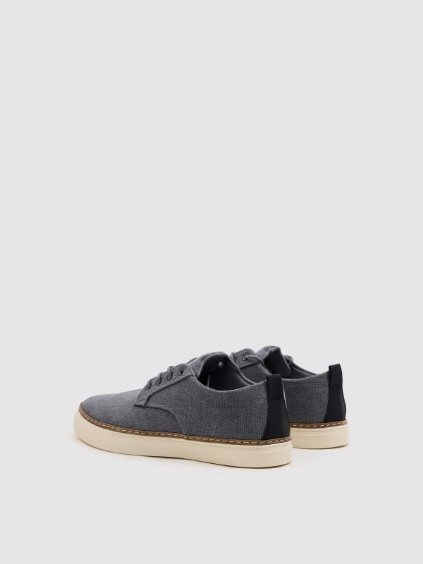 Canvas sneaker rubber sole grey 45º back view
