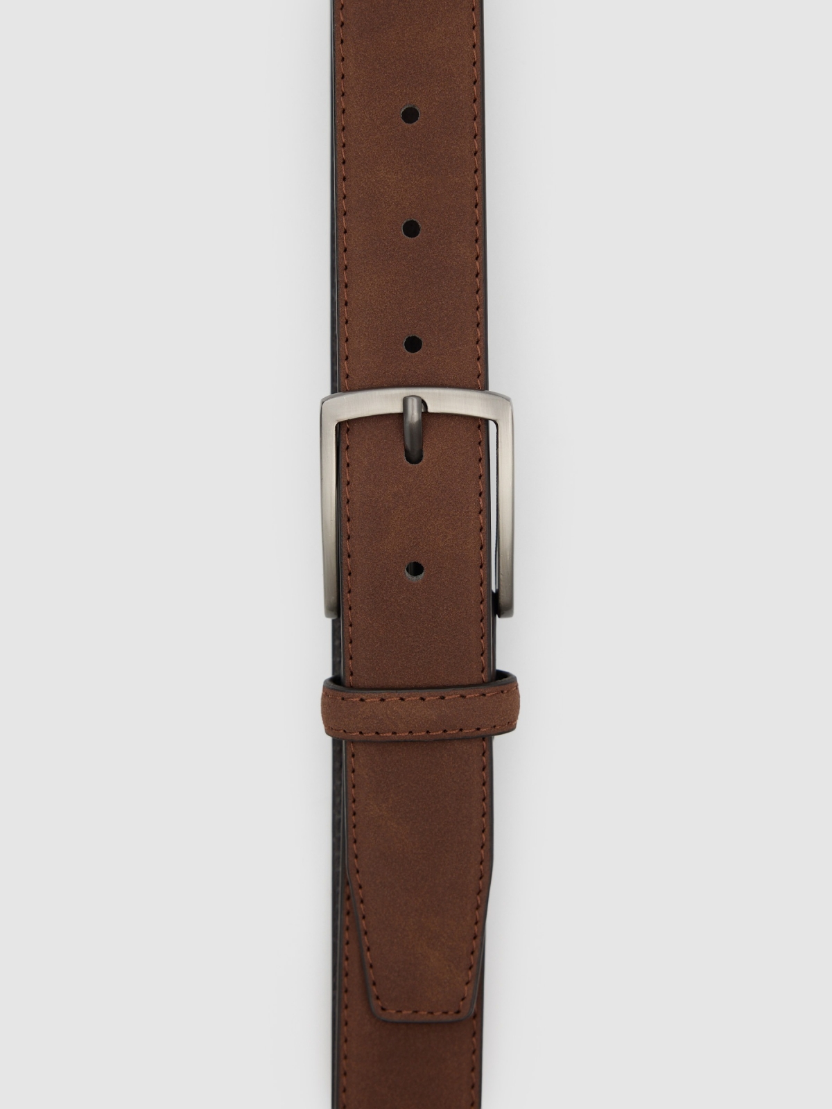 Cinturón vestir efecto piel marrón vista cenital