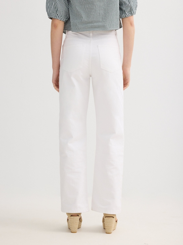 Straight twill pants white middle back view