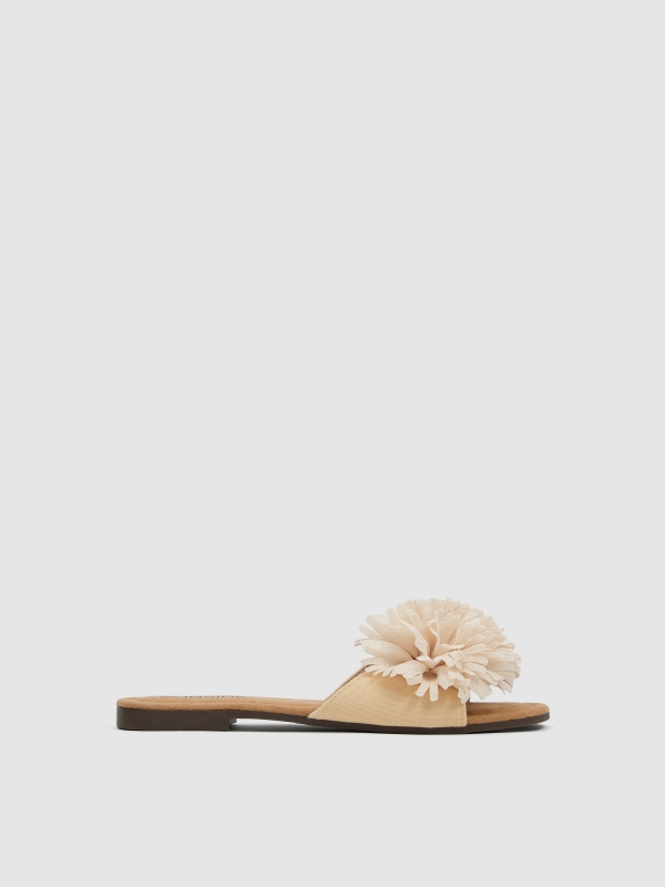 Sandália pala pompom off white