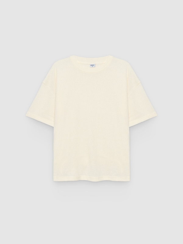  Oversized basic ribbed T-shirt raw front view