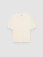 %Pto% Camiseta básica canelada oversized crua vista frontal