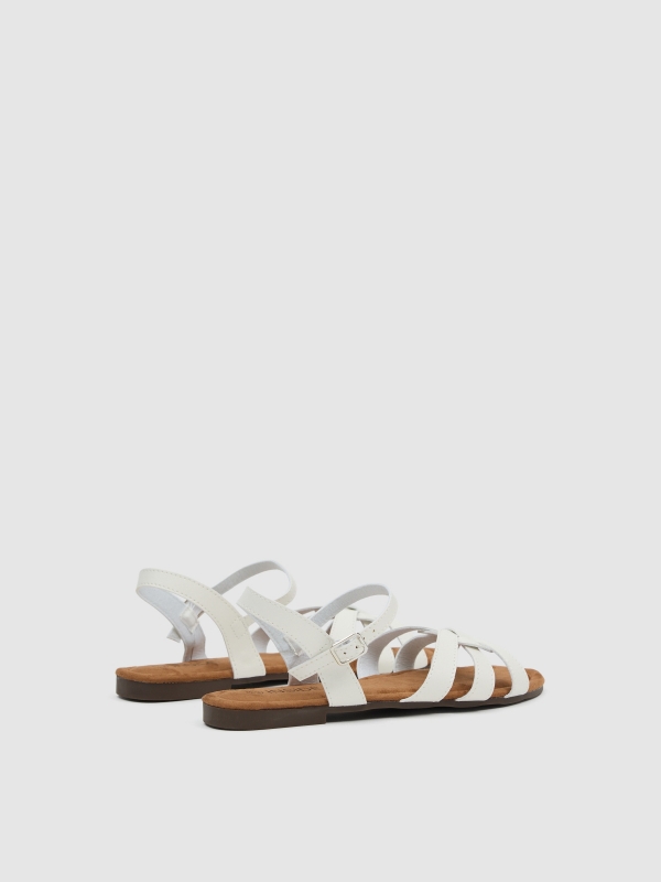 White cross-strap sandal white 45º back view