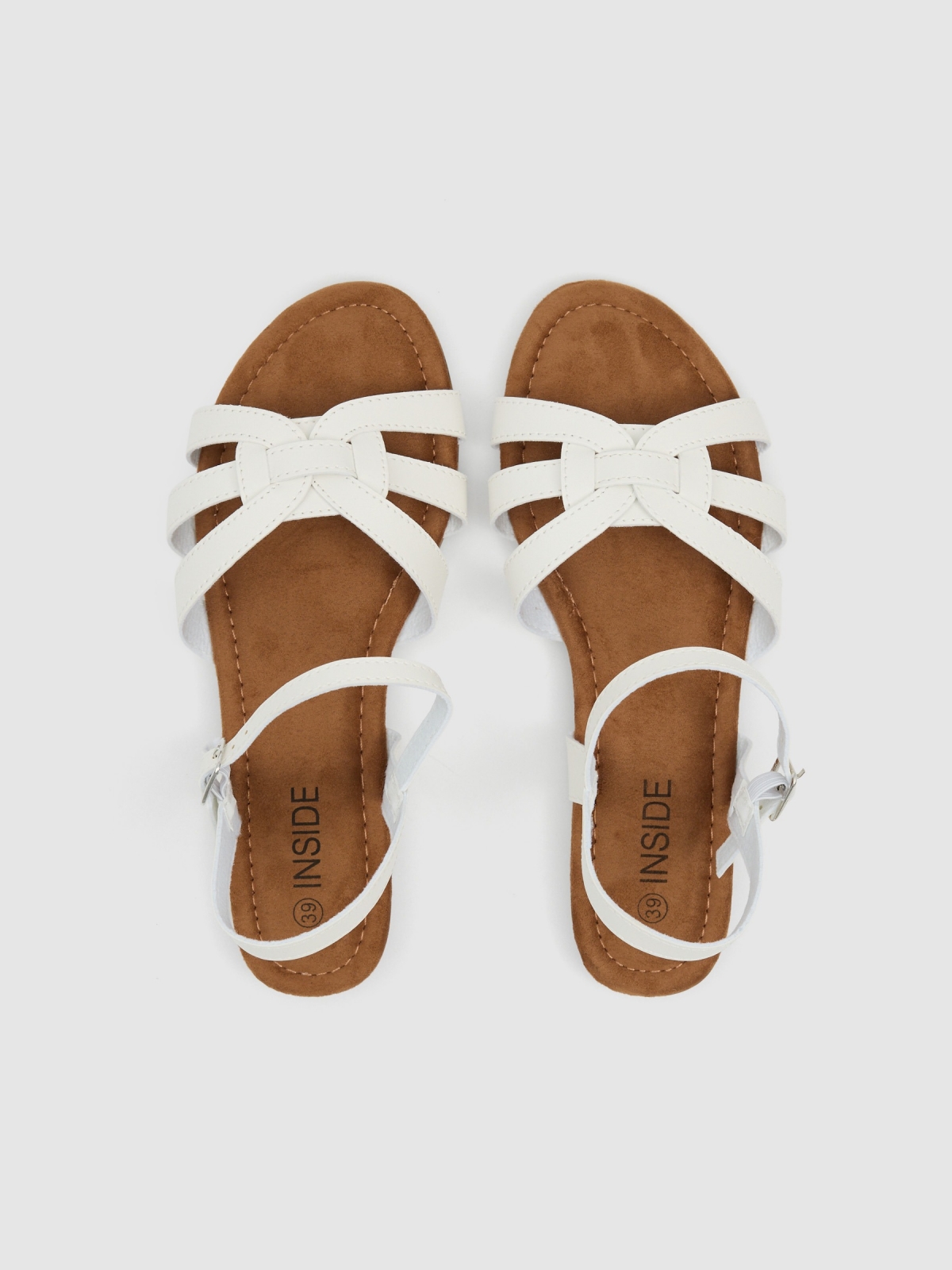 White cross-strap sandal white zenithal view
