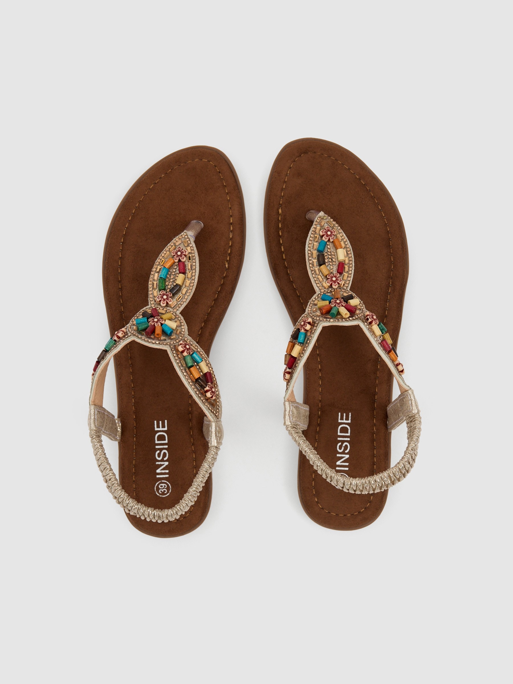 Sandália dedo brilhos multicoloridos areia