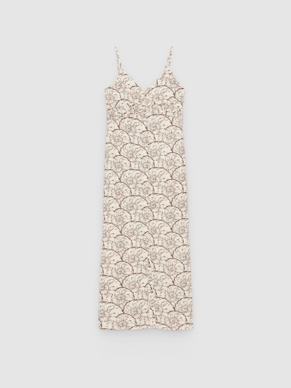  Printed linen midi dress raw front view