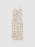 %Pto% Printed linen midi dress raw front view
