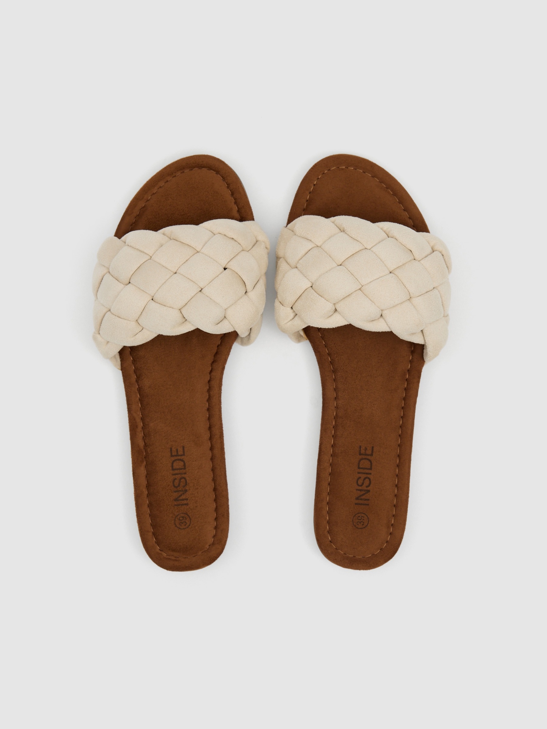 Sandália pala trançada bege off white