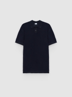 %Pto% Plain knit polo shirt with buttons navy front view