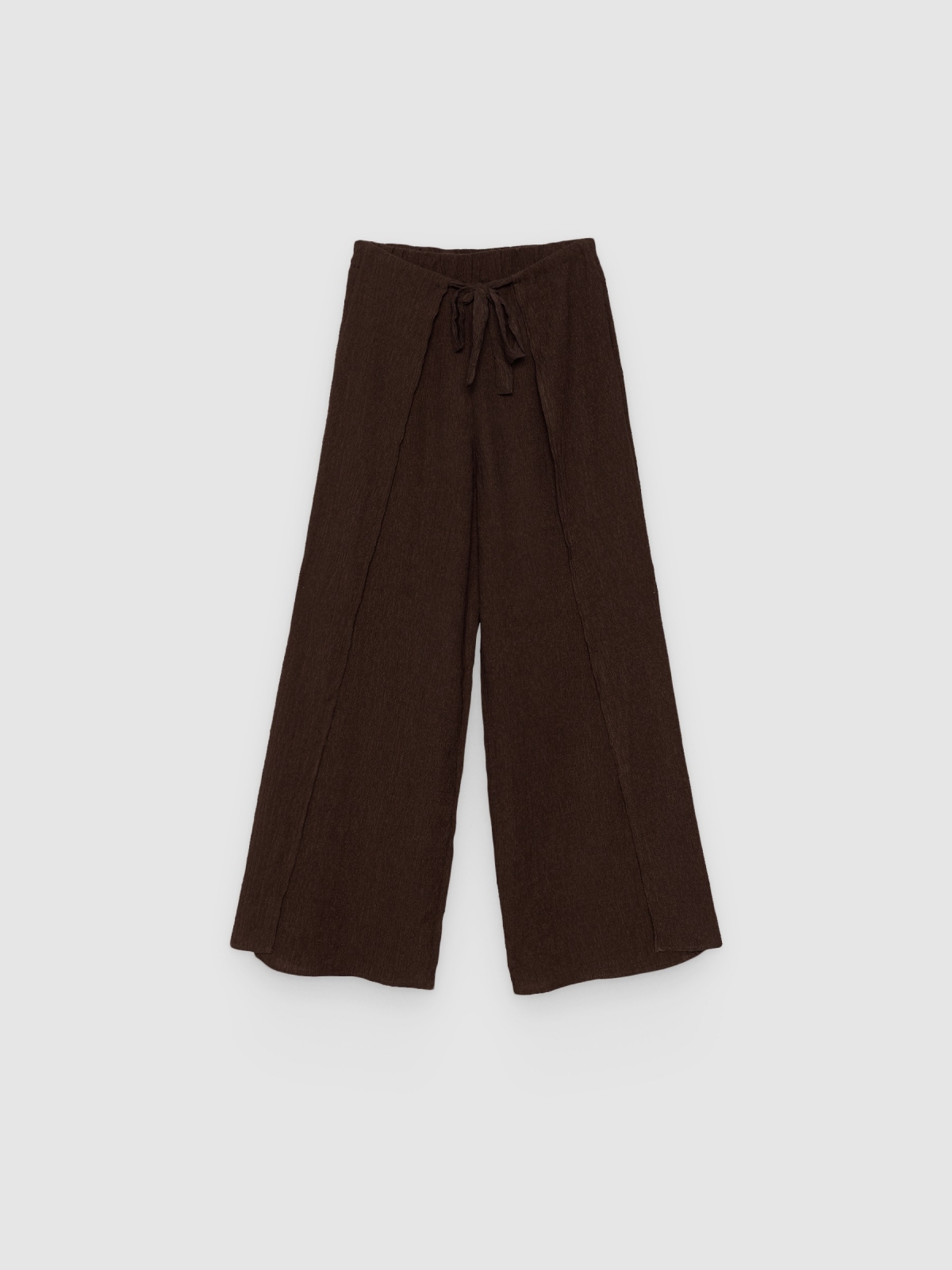 %Pto% Fluid wide-leg pants with a bow brown front view