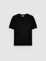 %Pto% Camiseta de malha lisa preto vista frontal