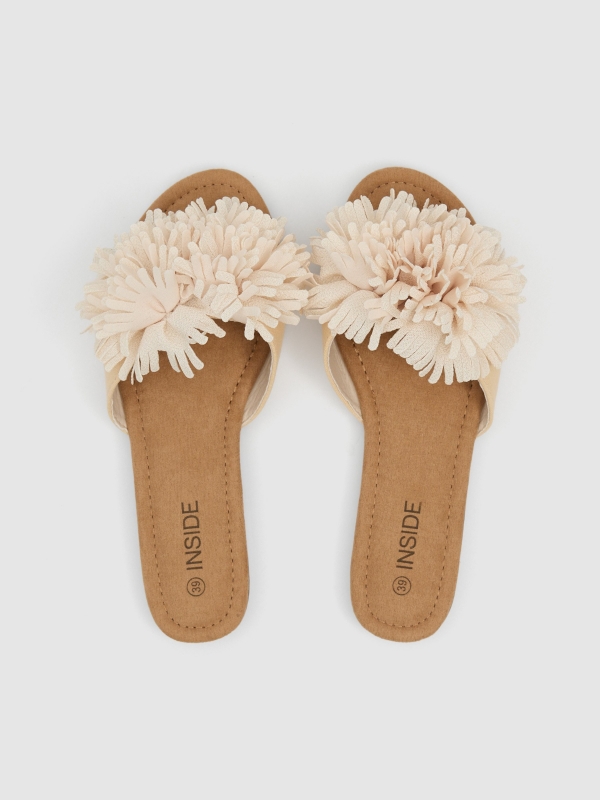 Sandália pala pompom off white vista superior