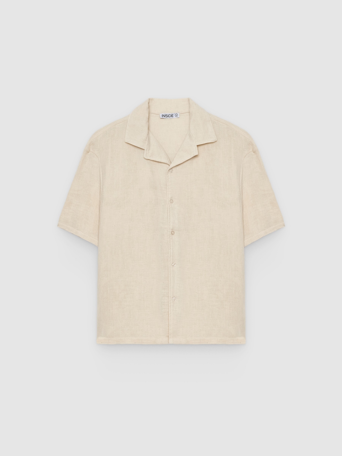 %Pto% Camisa de algodón con cuello clásico crudo vista frontal