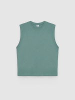 %Pto% Camiseta sem mangas de algodão verde vista frontal