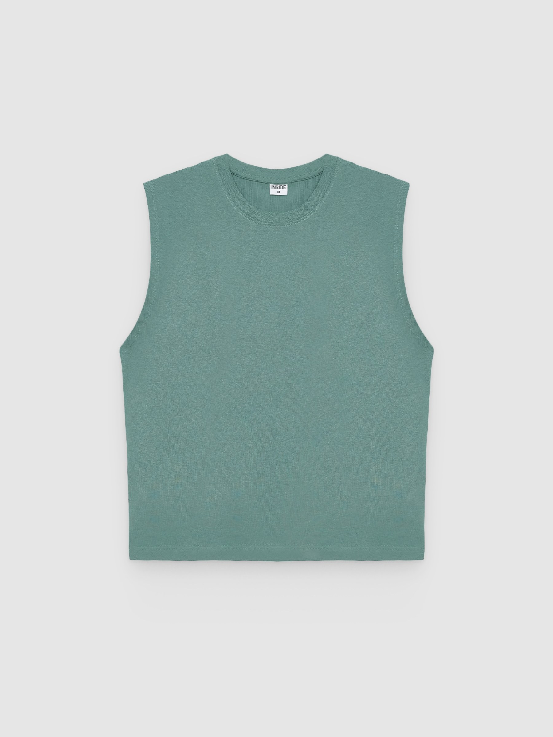 Camiseta sin mangas algodón verde vista media frontal