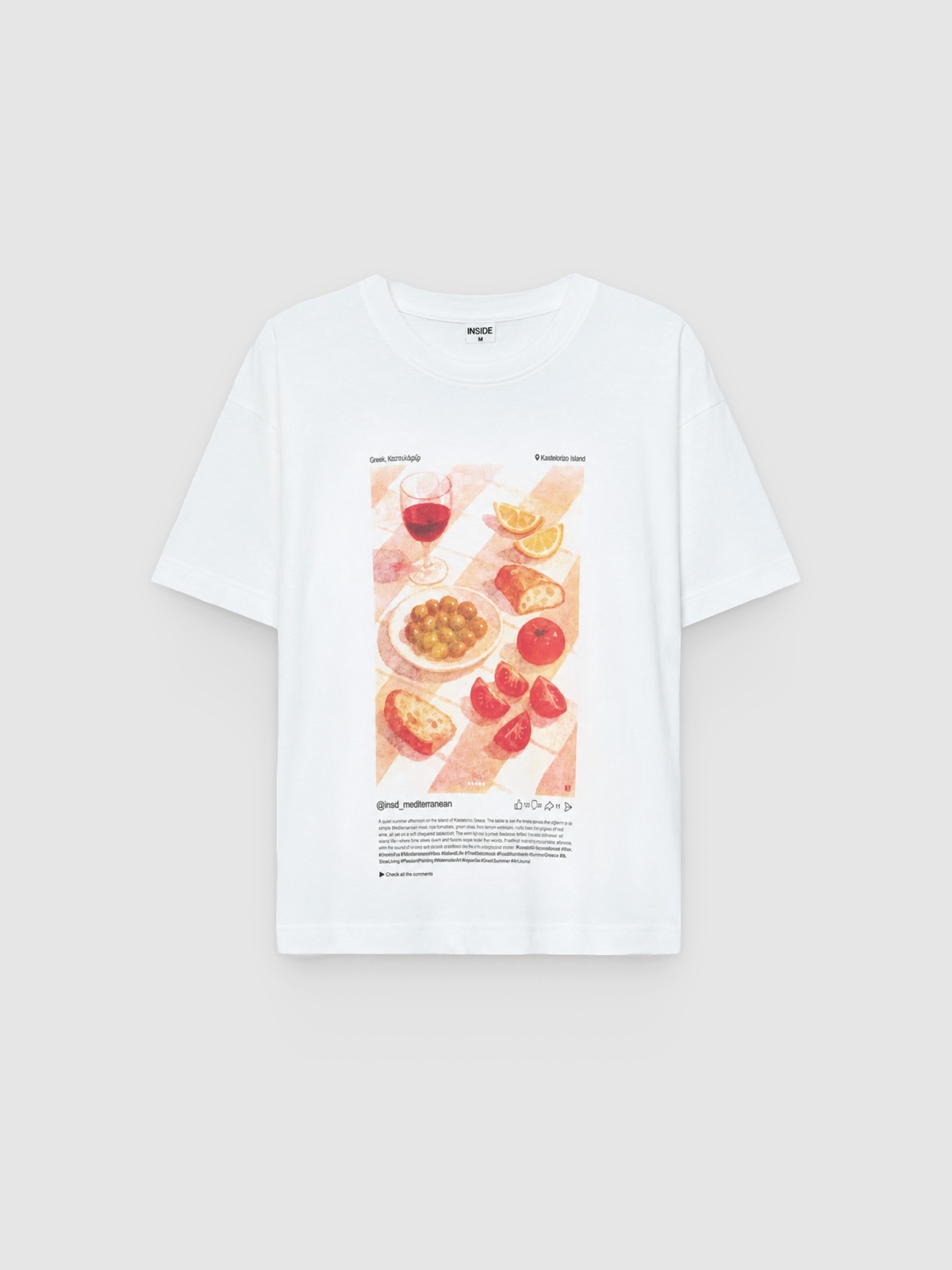 %Pto% Camiseta manga corta mediterranean blanco vista frontal