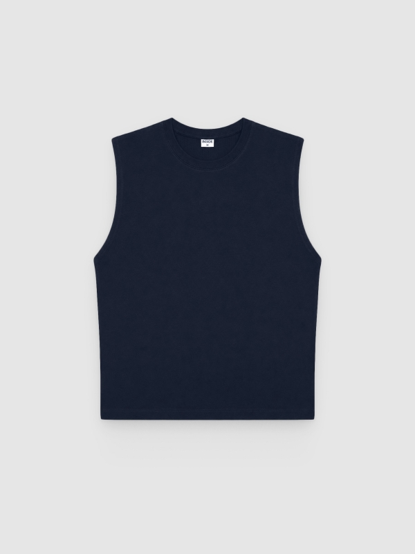 %Pto% Camiseta sin mangas algodón azul marino vista frontal