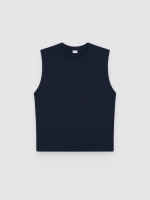 %Pto% Camiseta sem mangas de algodão azul marinho vista frontal