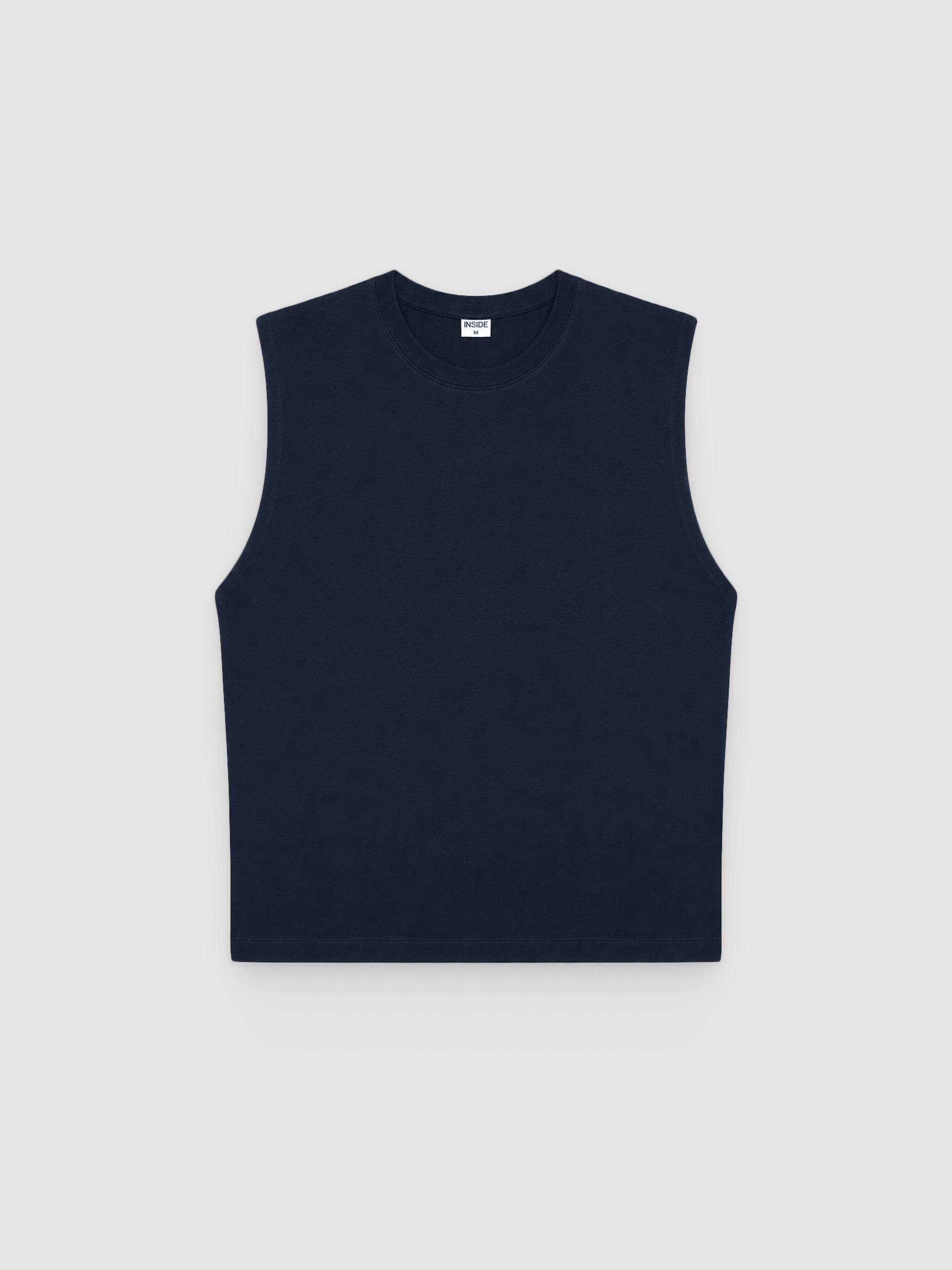 Cotton tank top navy middle front view