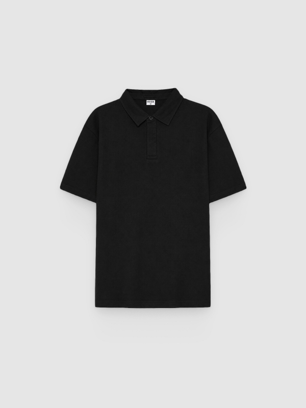  Polo piqué básico negro vista frontal