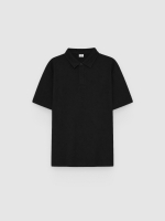 %Pto% Polo piqué básico preto vista frontal