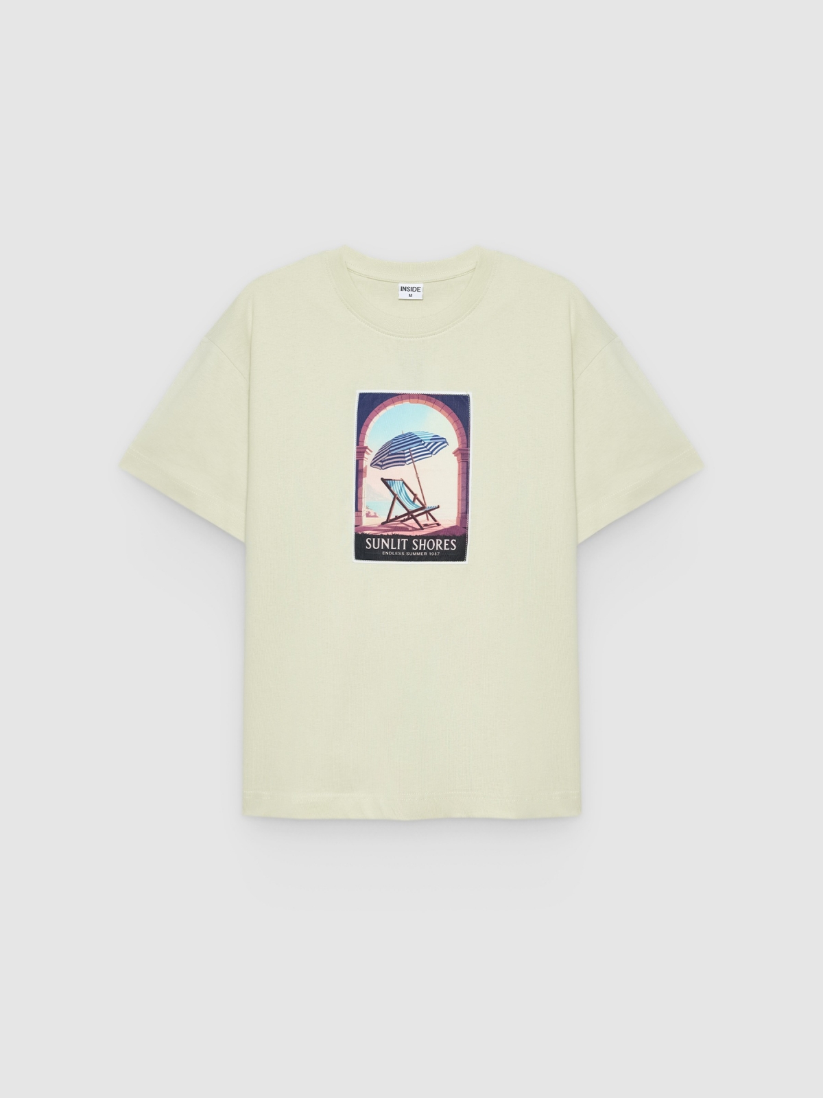 %Pto% Sunlit shores T-shirt light green front view