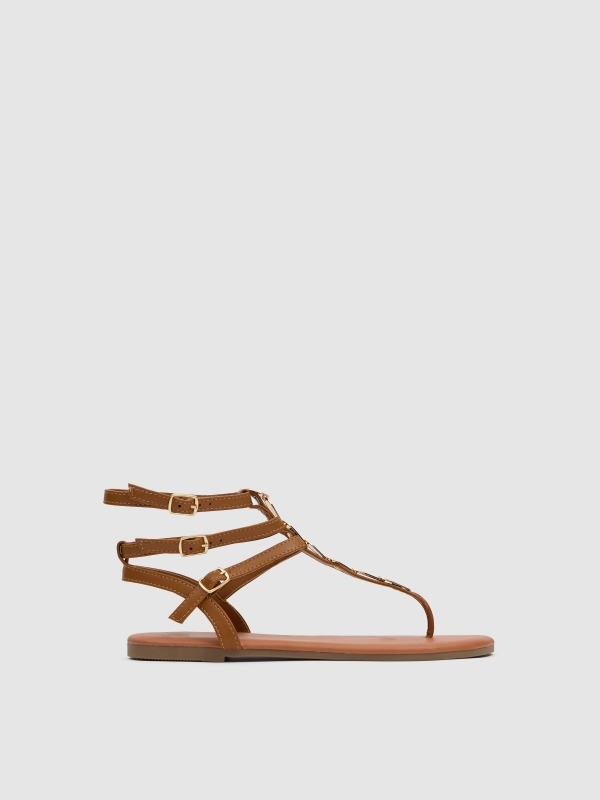 Flat strappy sandal brown