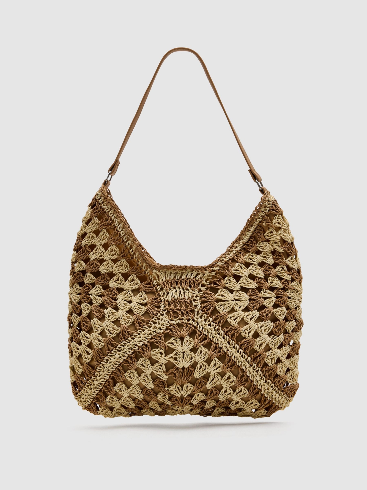 Bolsa de ombro de ráfia trançada