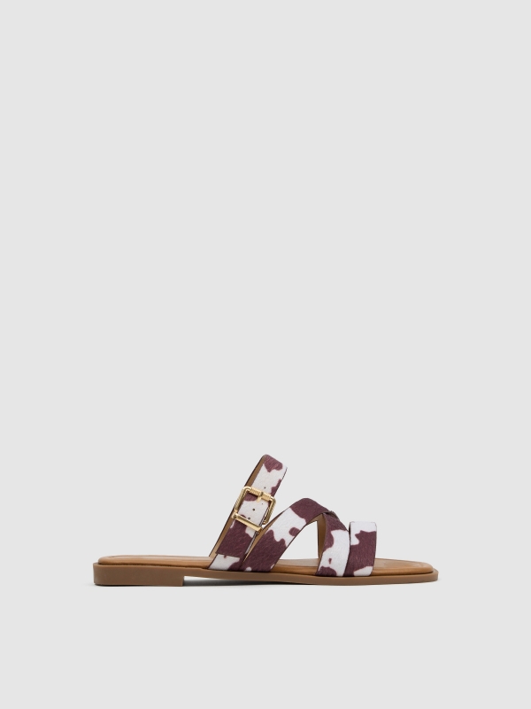 Sandalia plana animal print marrón