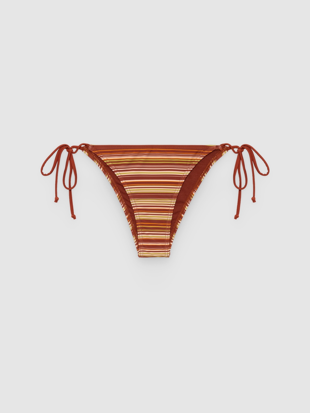 %Pto% Braguita bikini rayas marrón oscuro vista frontal