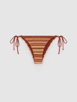 %Pto% Striped bikini bottoms dark brown front view
