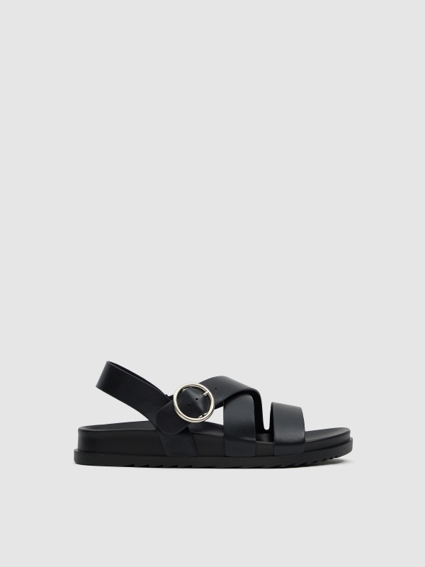 Sandalia bio goma tiras cruzadas negro