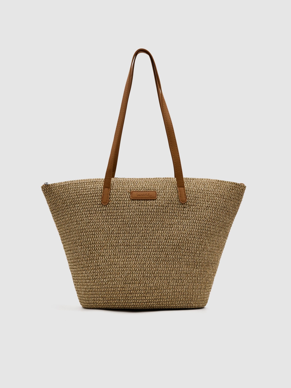 Raffia basket brown front view
