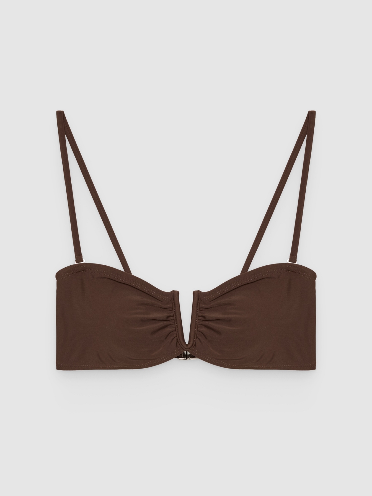 %Pto% Top bikini bandeau hebilla chocolate vista frontal