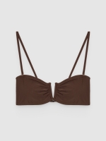 %Pto% Top bikini bandeau hebilla chocolate vista frontal