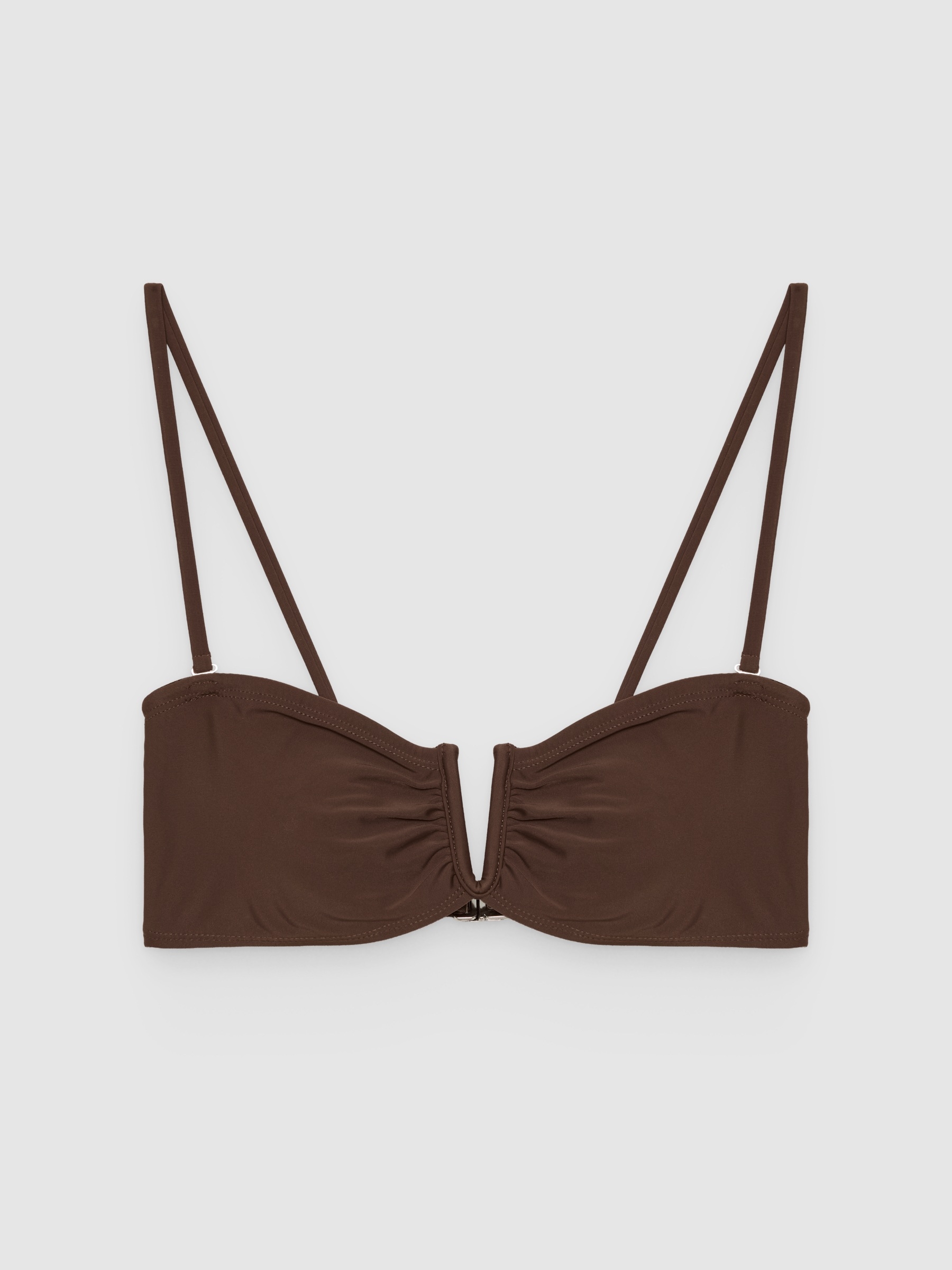 %Pto% Bandeau bikini top with buckle chocolate front view
